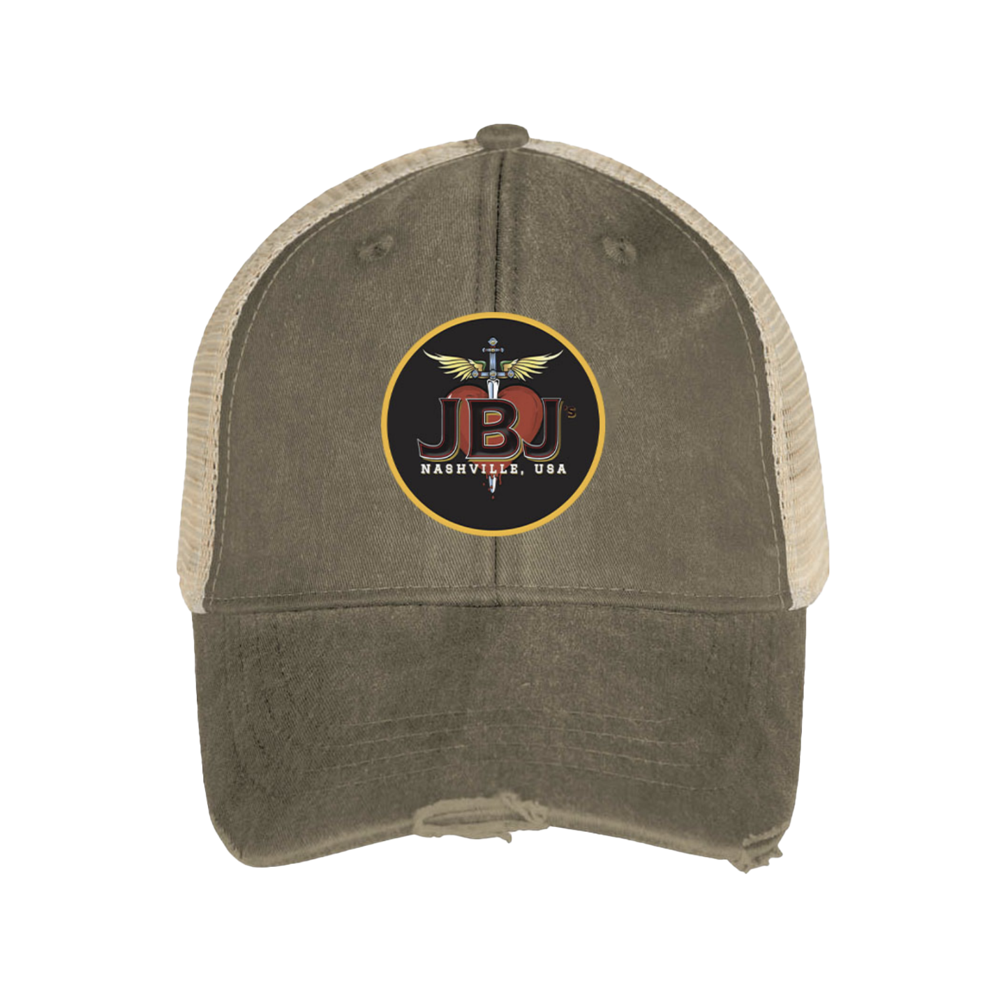 JBJ's Distressed Trucker Hat - Olive